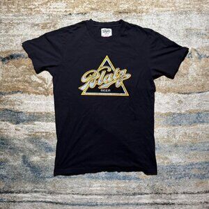 Blatz Beer Retro Style Logo Brass Tacks T-Shirt Black
